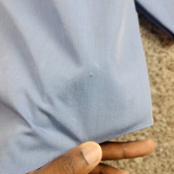 Brooks Brothers Dress Shirt Mens 15 34 Blue Button Up Regent French Cuff Flaw* - Picture 3 of 8